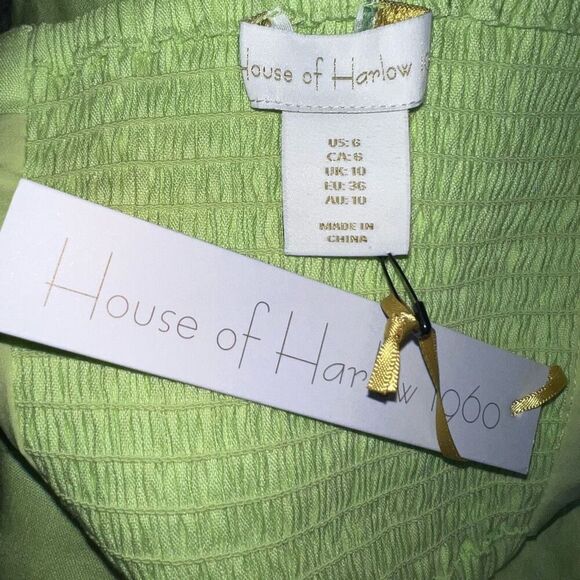 House of Harlow 1960 Linen Blend Smocked Back Halter Top in Lime, Women’s 6 - Picture 6 of 8
